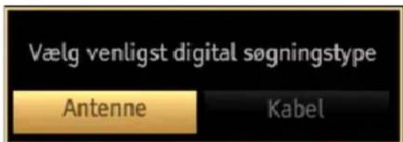 Vælg venligst digital søgningstype Antenne Kabel