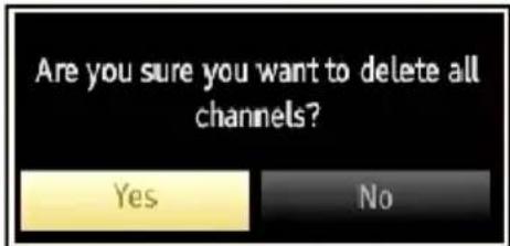 Are you sure you want to delete all channels? Yes No