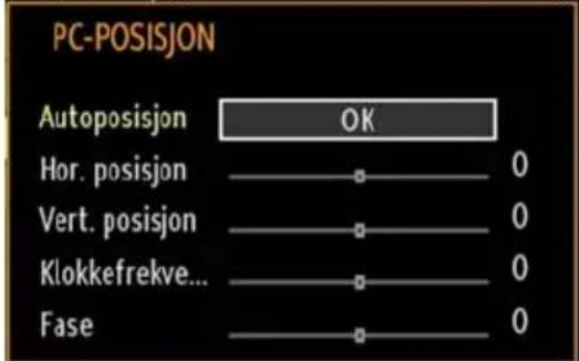 PC-POSISJON Autoposisjon OK Hor. posisjon 0 Vert. posisjon 0 Klokkefrekve... 0 Fase 0