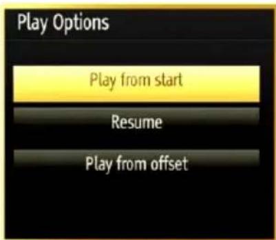 Play Options Play from start Resume Play from offset