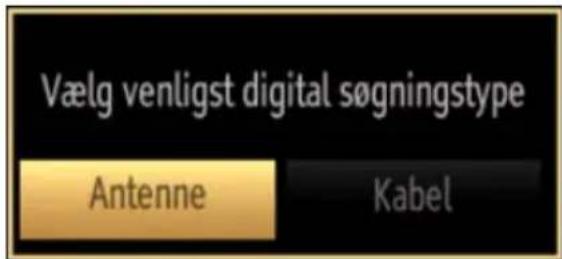 Vælg venligst digital søgningstype Antenne Kabel