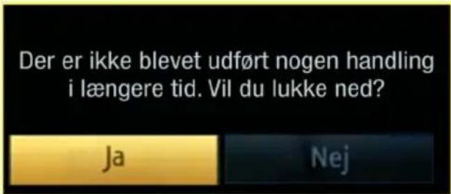 Der er ikke blevet udført nogen handling i længere tid. Vil du lukke ned? Ja Nej