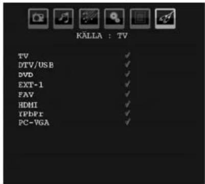 KÄLLA : TV TV DTV/USB DVD EXT-1 FAV HDMI IPbPr PC-VGA