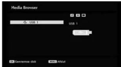 Media Browser USB 1 USB 1 Genemse disk Aflut