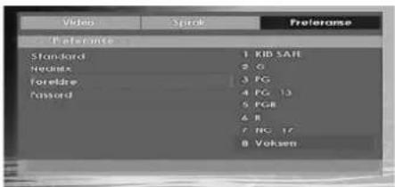 Video Sprint Preferanse Reference Standard 1 KID SAFE Hypers 2 G Foreside 3 PC Passord 4 PC 13 5 PGR 6 R 7 PC 17 8 Voksen