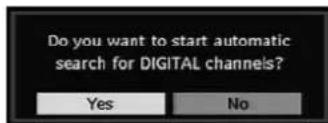 Do you want to start automatic search for DIGITAL channels? Yes No