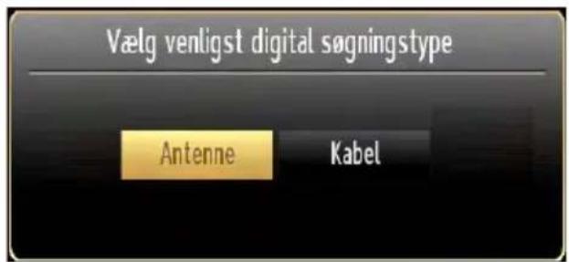 Vælg venligst digital søgningstype Antenne Kabel