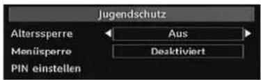 Jugendschutz Alterssperre Aus Menüspere Desktiviert PIN einstellen