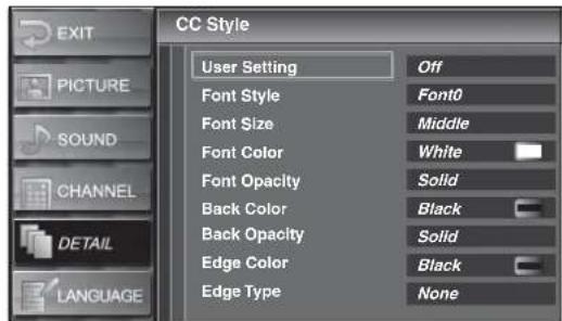 CC Style User Setting Off Font Style Font0 Font Size Middle Font Color White Font Opacity Solid Back Color Black Back Opacity Solid Edge Color Black Edge Type None