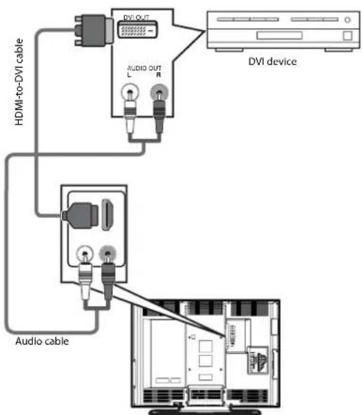 HDMI-to-DVI cable AUDIO OUT L R DVI device Audio cable