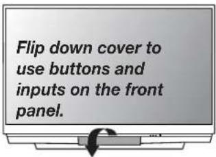 Flip down cover to use buttons and inputs on the front panel.