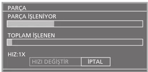 PARÇA PARÇA İŞLENİYOR TOPLAM İŞLENEN HIZ:1X HIZI DEĞİŞTİR İPTAL