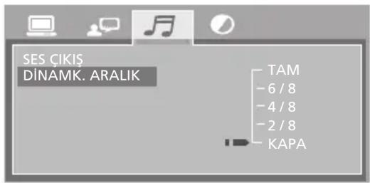SES ÇIKIS DİNAMK. ARALIK TAM -6 / 8 -4 / 8 -2 / 8 KAPA