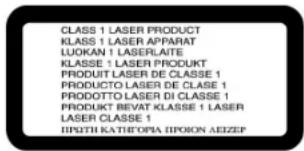 CLASS 1 LASER PRODUCT KLASS 1 LASER APPARAT LUOKAN 1 LASER ALTE KLASSE 1 LASER PRODUKT PRODUIT LASER DE CLASSE 1 PRODUCTO LASER DE CLASE 1 PRODOTTO LASER DI CLASSE 1 PRODUKT BEVAT KLASSE 1 LASER LASER CLASSE 1 JIPUTH KATIFOPA JIPORON AEEZEP