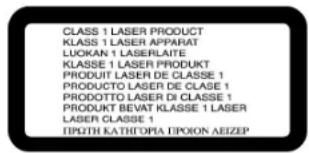 CLASS 1 LASER PRODUCT KLASS 1 LASER APPARAT LUOKAN 1 LASERLAITE KLASSE 1 LASER PRODUKT PRODUIT LASER DE CLASSE 1 PRODUCTO LASER DE CLASE 1 PRODOTTO LASER DI CLASSE 1 PRODUKT BEVAT KLASSE 1 LASER LASER CLASSE 1 EPIZITH KATHROPRIA EPOON AEIZEP