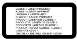 CLASS 1 LASER PRODUCT KLASS 1 LASER APPARAT LUOKAN 1 LASERLAITE KLASSE 1 LASER PRODUKT PRODUKT LASER DE CLASSE 1 PRODUCTO LASER DE CLASE 1 PRODOTTO LASER DI CLASSE 1 PRODUKT BEVAT KLASSE 1 LASER LASER CLASSE 1 EPUTH KATHETOPA EPION AEIZEP