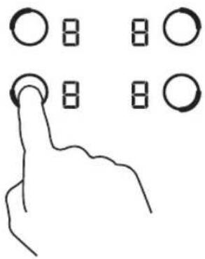 Hand gesture showing four circles with varying sizes and sizes, likely representing a numeric keypad or dial set.