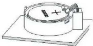 Simple line drawing of a circular object with a plus sign and a mechanical component attached (no text or symbols)