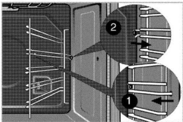 Technical diagram showing two labeled components (1 and 2) of a mechanical or electrical assembly with internal wiring and connections.