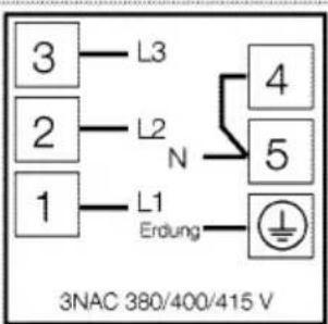 3 2 1 L3 L2 N L1 Erdung 4 5 3NAC 380/400/415 V