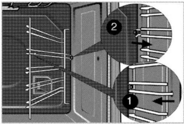 Technical diagram showing two labeled components (1 and 2) of a mechanical or electrical assembly with internal wiring and structural elements.