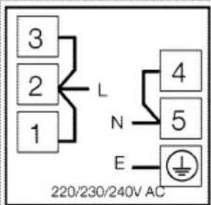 3 2 1 L N E 4 5 E 220/230/240V AC