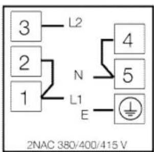 3 L2 2 N 1 L1 E 4 5 ± 2NAC 380/400/415 V