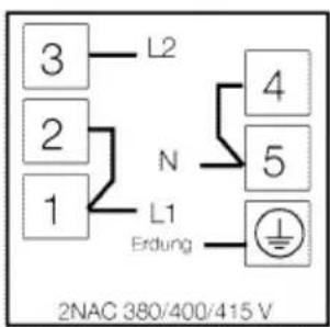 3 — L2 2 — N 1 — L1 Erdung 4 5 ⊥ 2NAC 380/400/415 V