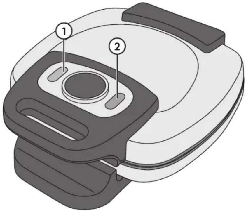 Technical diagram of a mechanical device with labeled parts 1 and 2