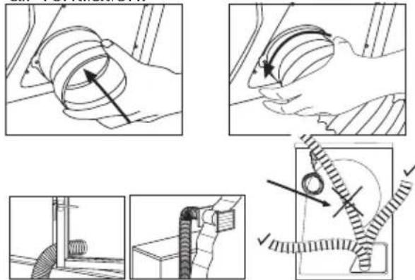 Technical diagram illustrating mechanical assembly steps with labeled components and directional arrows
