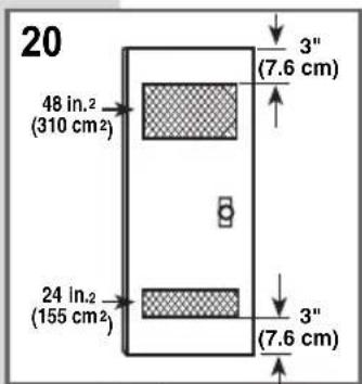 20 48 in.2 (310 cm²) 24 in.2 (155 cm²) 3" (7.6 cm) 3" (7.6 cm)