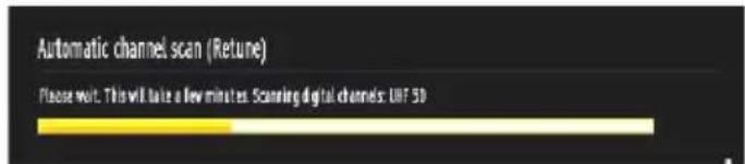 Automatic channel scan (Return) Please wait. This will take a few minutes. Scanning digital channels: UTF 50
