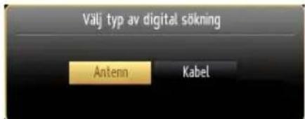 Välj typ av digital sökning Antenn Kabel