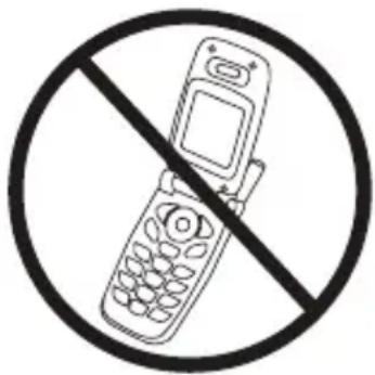 Prohibition sign showing a mobile phone crossed out by a diagonal line, indicating no use or prohibition.
