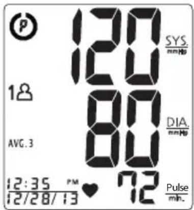P 120 SYS. mmHb 18 80 DIA. mmHb AVG.3 12:35 PM 12/28/13 ♥ 72 Pulse mIn.