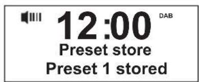 12:00 DAB Preset store Preset 1 stored