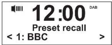 12:00 DAB Preset recall < 1: BBC >