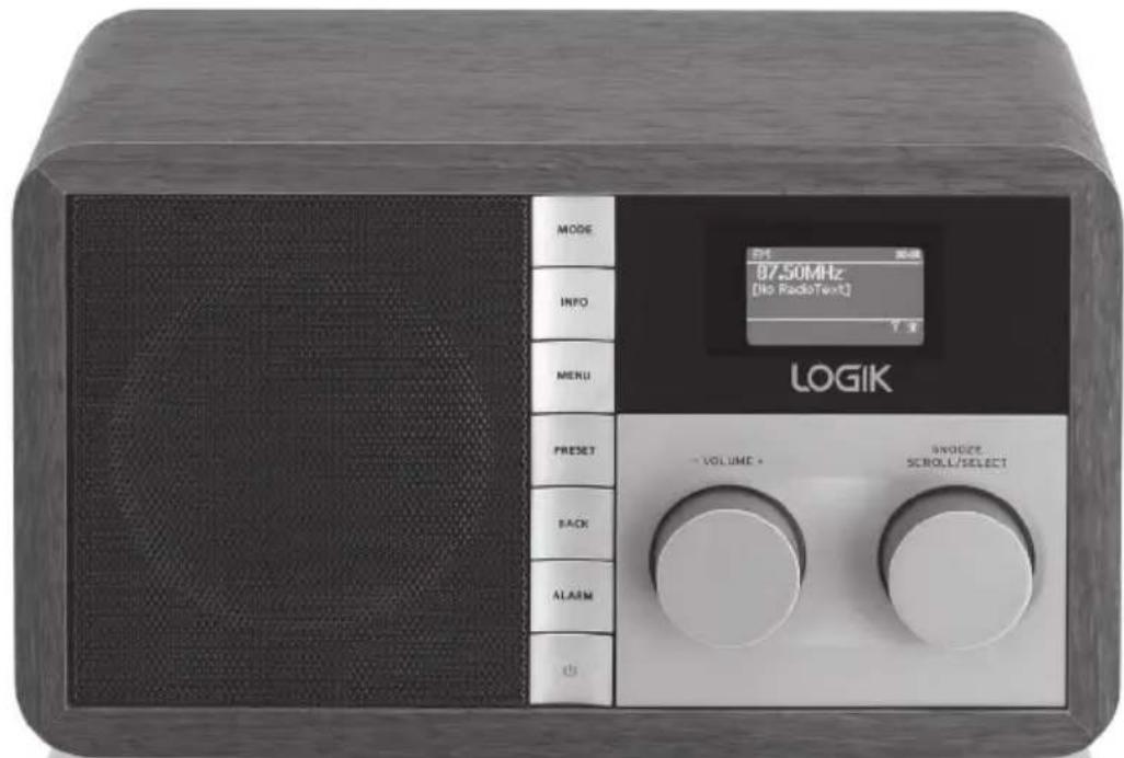 MODE INFO MENU Preset BACK ALARM LOGIK 87.50MHz [No RadioText] VOLUME SNOOZE SCROLL/SELECT