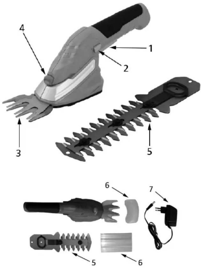 Technical diagram of a hair styling tool with numbered parts for identification and assembly reference.