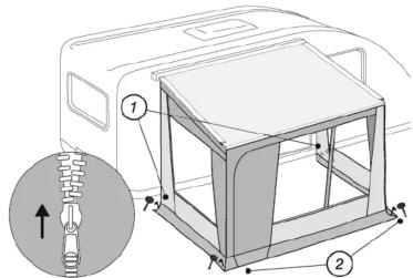 Technical diagram showing a vehicle interior frame with labeled components and a magnified view of the component's internal structure.