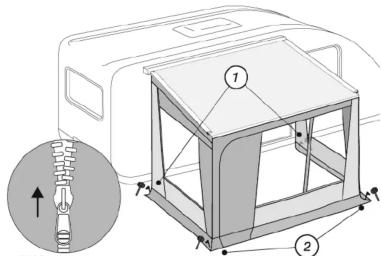 Technical diagram showing a mechanical assembly with labeled components and an inset image of a valve mechanism.