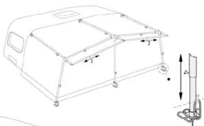 Technical diagram of a vehicle chassis with labeled components and dimensional annotations