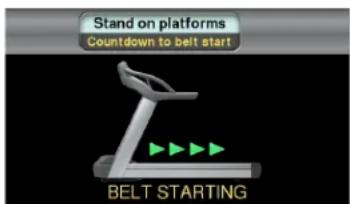 Stand on platforms Countdown to belt start BELT STARTING