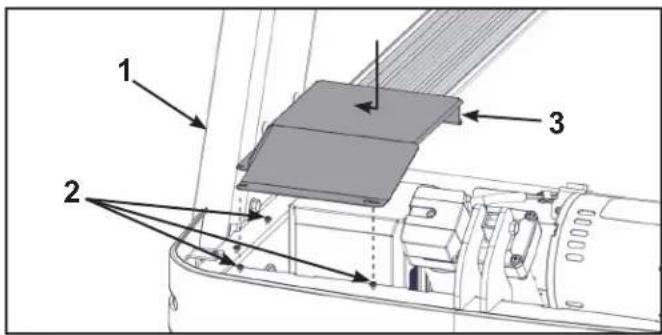 Technical diagram of a mechanical assembly with numbered components and directional arrows indicating parts of each section.