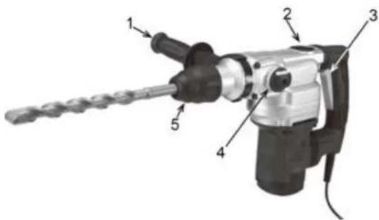 Labeled diagram of a drill bit with numbered parts for identification