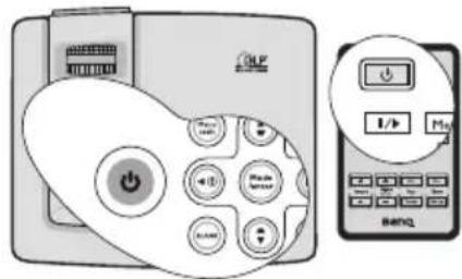 Diagram showing a remote control device with power and function buttons, alongside an external remote control panel with playback controls.