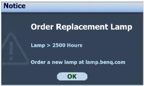 BENQ MP525 - Timing of replacing the lamp - 3