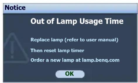 BENQ MP525 - Timing of replacing the lamp - 6