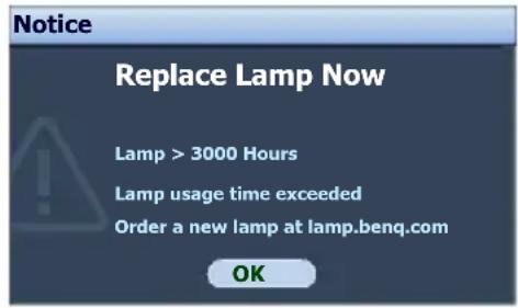 BENQ MP525 - Timing of replacing the lamp - 5