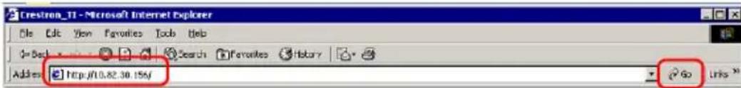 Crestron_11 - Microsoft Internet Explorer File Edit View Favorites Tools Help Go Back Search Favorites History Address http://0.82.30.156/ Link